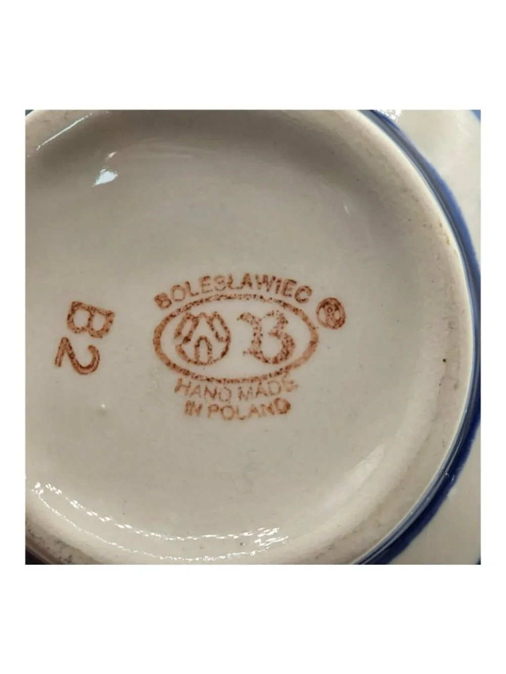 Handmade Boleslawiec Polish Pottery Creamer Pitcher Blue White Swirl 48oz